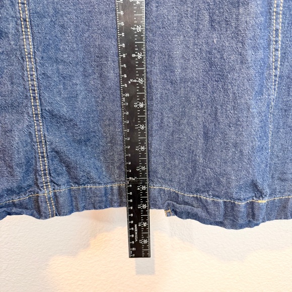 Zara Y2K Denim Midi Skirt Wrap Belted Buckle Blue Linen Blend A-Line Medium - Picture 5 of 10